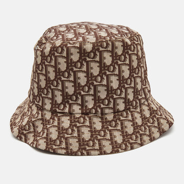 DIOR Beige/Brown Oblique Teddy-D Brim Reversible Bucket Hat 58