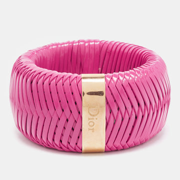 DIOR Pink Leather Gold Tone Bracelet