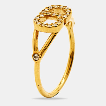 DIOR Clair D Lune CD Crystal Gold Tone Ring Size 53