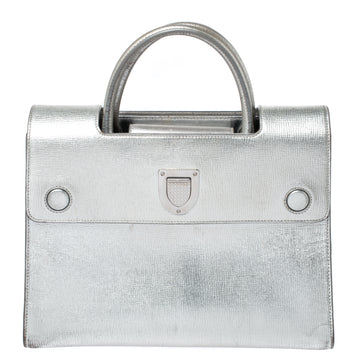 DIOR Metallic Silver Leather Medium ever Bag