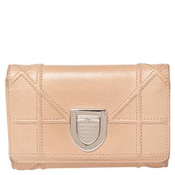 DIOR Beige Leather ama Trifold Wallet