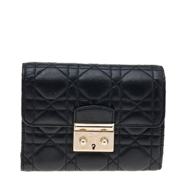 DIOR Black Cannage Leather Miss  Wallet