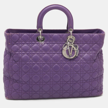 DIOR Purple Cannage Leather Large Soft Lady  Tote