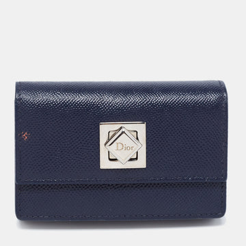 DIOR Navy Blue Leather Turn Me Gusset Card Case