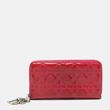 DIOR Pink Patent Leather Lady  Zip Around Wallet