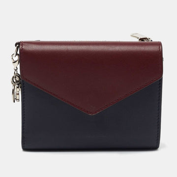 DIOR Burgundy/Dark Blue Leather issimo Envelope Wallet