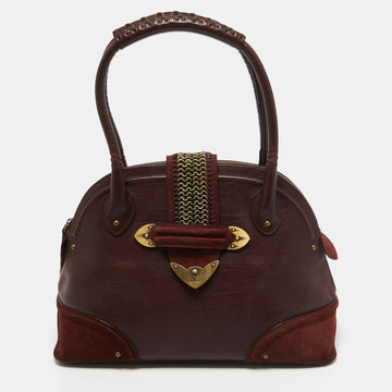 DIOR Burgundy Leather and Suede Jeanne Satchel
