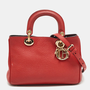 DIOR Red Grained Leather Mini issimo Tote