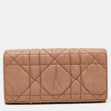 DIOR Beige Cannage Leather Lady  Continental Wallet