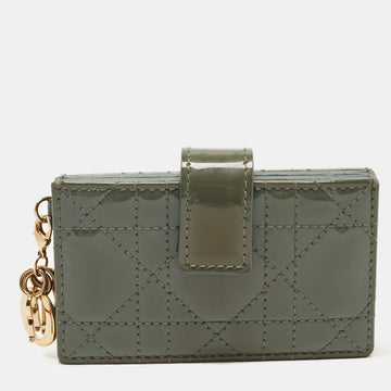 Dior Green Patent Cannage Leather Gusset Card Holder Dior