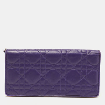 DIOR Purple Cannage Leather Bifold Continental Wallet
