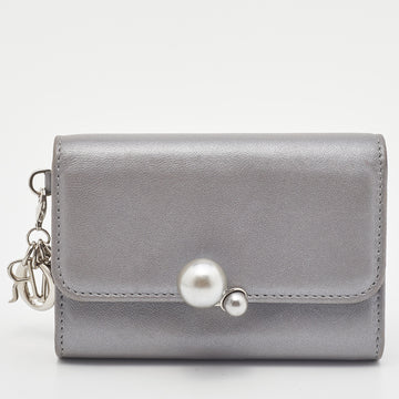 DIOR Grey Leather Tribale Card Case