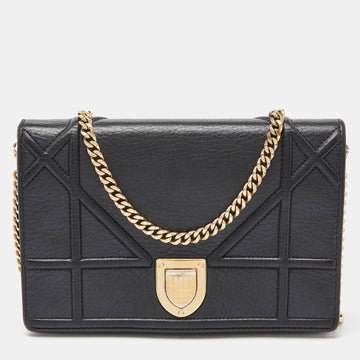 DIOR Black Leather ama Wallet on Chain