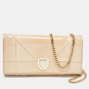 DIOR Beige Patent Leather ama Wallet On Chain