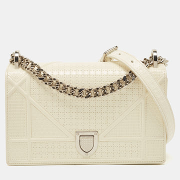 DIOR Off White Micro Cannage Patent Leather Small ama Flap Bag