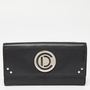 DIOR Black Leather Flap Continental Wallet