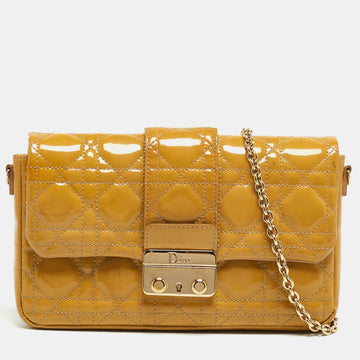 DIOR Yellow Cannage Patent Leather Miss  Promenade Chain Clutch