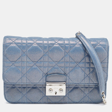 DIOR Blue Cannage Quilted Leather Miss  Promenade Chain Clutch