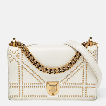 DIOR Off White Studded Leather Small ama Shoulder Bag