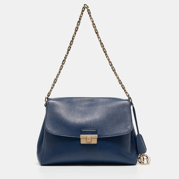 DIOR Blue Leather Large ling Shoulder Bag