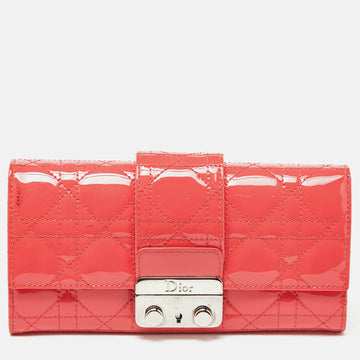 DIOR Orange Cannage Patent Leather Miss  Promenade Wallet