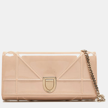 DIOR Beige Patent Leather ama Wallet on Chain