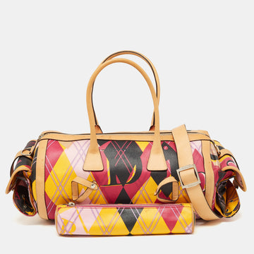 DIOR Multicolor Printed Coated Canvas and Leather Argyle Bag