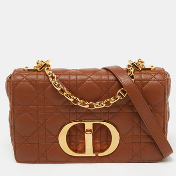 DIOR Brown Cannage Leather Small Caro Shoulder Bag