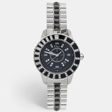 DIOR Black Stainless Steel Diamonds Christal CD113115 Women's Wristwatch 33 mm