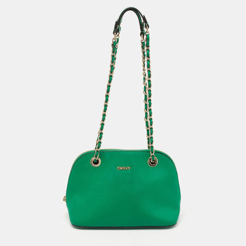 DKNY Green Leather Dome Chain Shoulder Bag