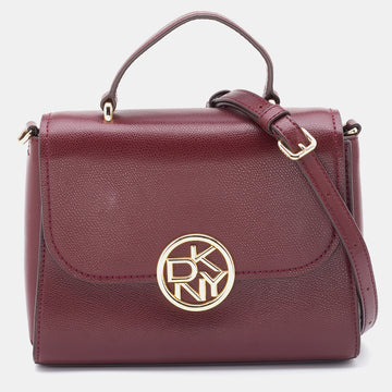 DKNY Red Leather Flap Top Handle Bag