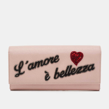 Dolce & Gabbana Pink Leather Dauphine Continental Wallet