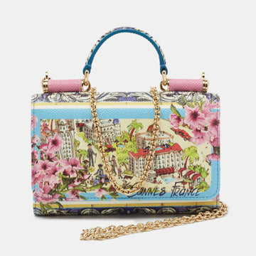 Dolce & Gabbana Multicolor Floral Print Leather Sicily Von Bag