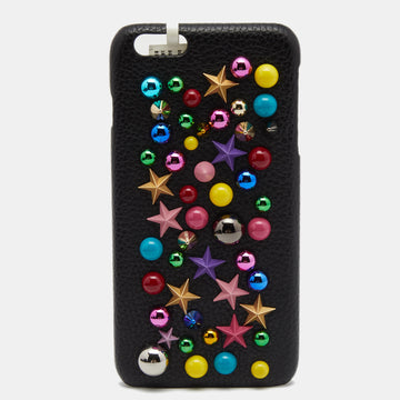 DOLCE & GABBANA Black Leather Embellished iPhone 6 Plus Cover
