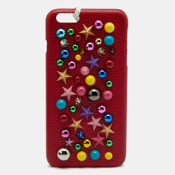 DOLCE & GABBANA Red Leather Embellished iPhone 6 Plus Cover