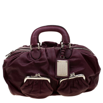 Dolce & Gabbana Burgundy Leather Miss Curly Bag