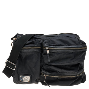Dolce & Gabbana Black Nylon and Leather Messenger Bag
