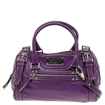 Dolce & Gabbana Purple Leather Miss Easy Way Boston Bag
