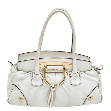 Dolce & Gabbana White Grained Leather Satchel