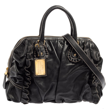 Dolce & Gabbana Black Leather Miss Rouche Satchel