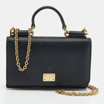Dolce & Gabbana Black Leather Miss Sicily Von Smartphone Bag