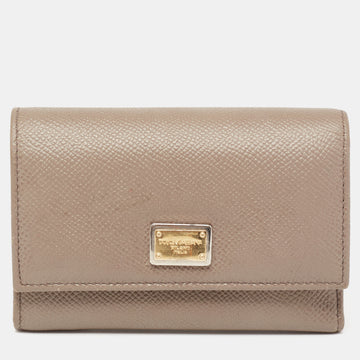 Dolce & Gabbana Taupe Leather Trifold Wallet