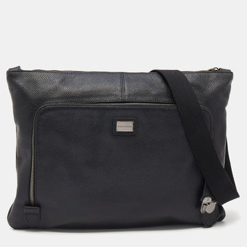 Dolce & Gabbana Black Leather Messenger Bag