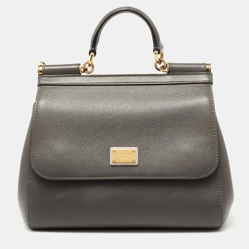 Dolce & Gabbana Grey Leather Medium Miss Sicily Bag