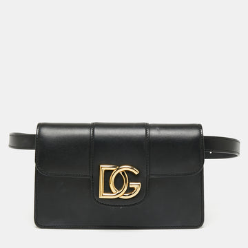 Dolce & Gabbana Black Leather DG Millennials Belt Bag