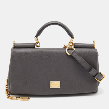 Dolce & Gabbana Grey Leather Top Handle Bag