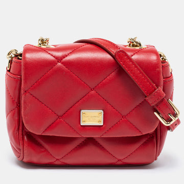Dolce & Gabbana Red Quilted Leather Miss Kate Crossbody Bag