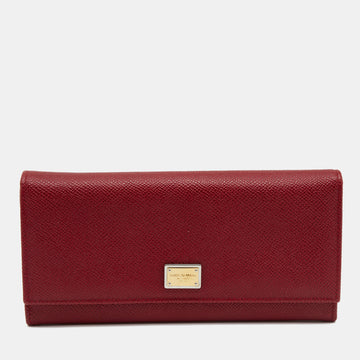 Dolce & Gabbana Red Leather Dauphine Continental Wallet