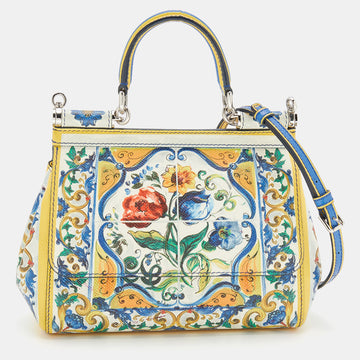 Dolce & Gabbana Multicolor Majolica Print Leather Small Miss Sicily Top Handle Bag