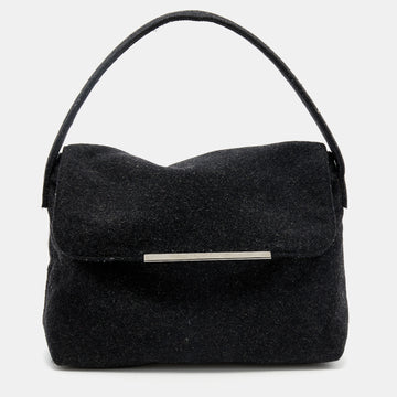 Dolce & Gabbana Black Felt Flap Shoulder Bag